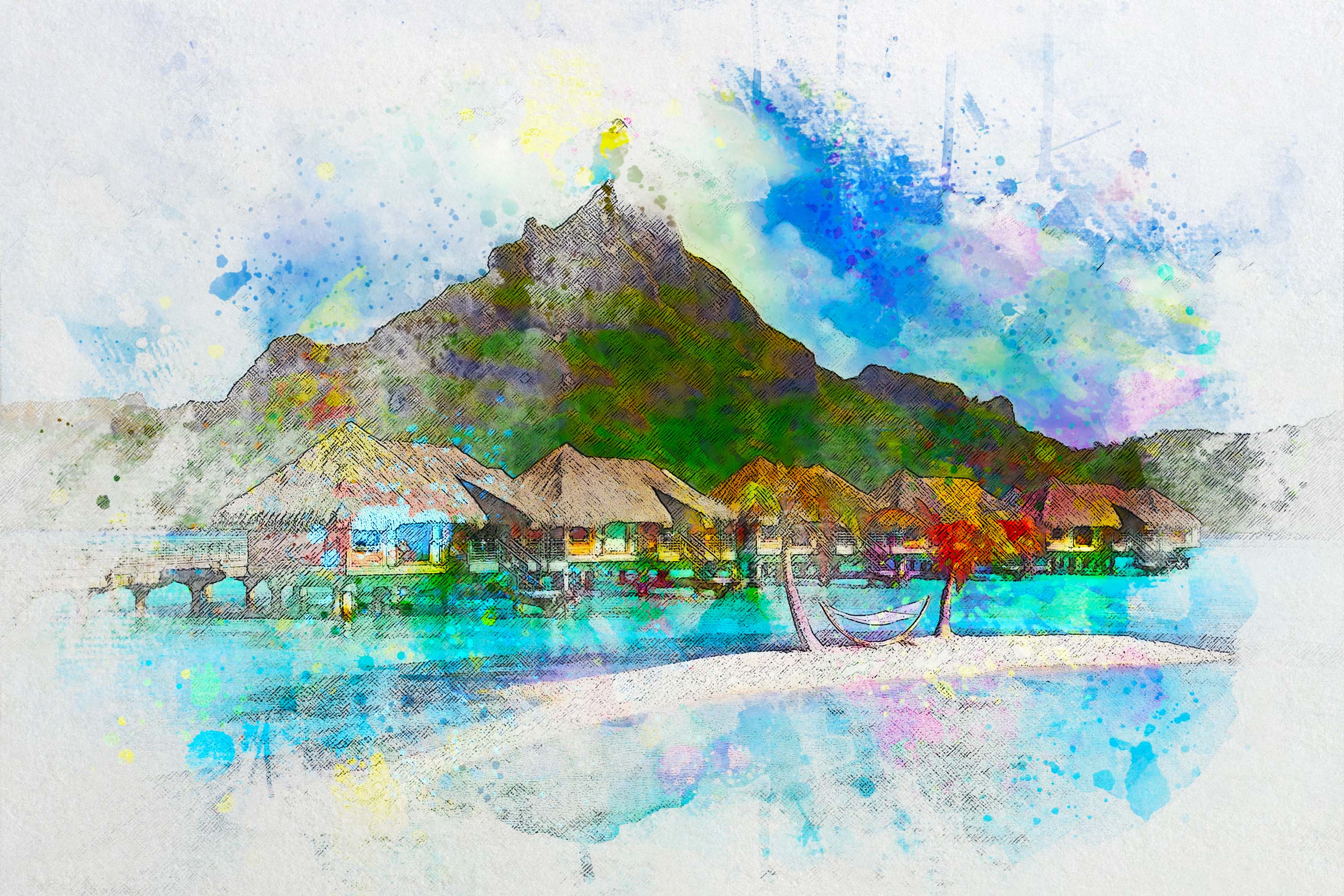 Watercolor Painting Effect Mockup, Addons GraphicRiver